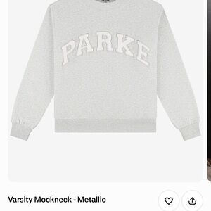 Parke Metallic Varsity Mockneck Sweatshirt in Light Gray